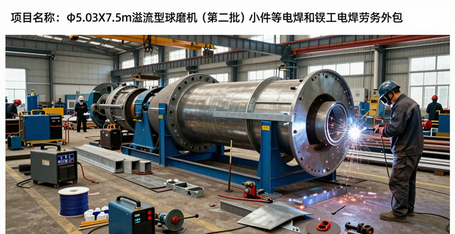 项目名称:Φ5.03X7.5m溢流型球磨机(第二批)小件等电焊和铆工电焊劳务外包-铆焊老刘铆工焊工笔记
