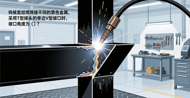 图片[2]-钨极氩弧焊焊接不同的黑色金属，采用T型接头的单边V型坡口时，坡口角度为（)-铆焊老刘铆工焊工笔记