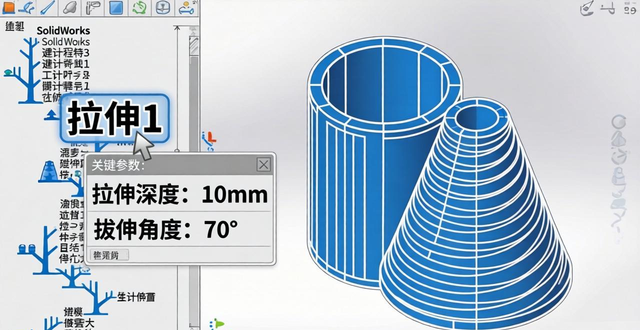solidwork圆柱钣金展开_Solidworks圆锥面文字拉伸_Solidworks圆柱面写字