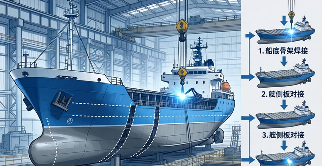 渔船、货轮船体分段铆焊制造_船体结构焊接顺序_焊接总体原则