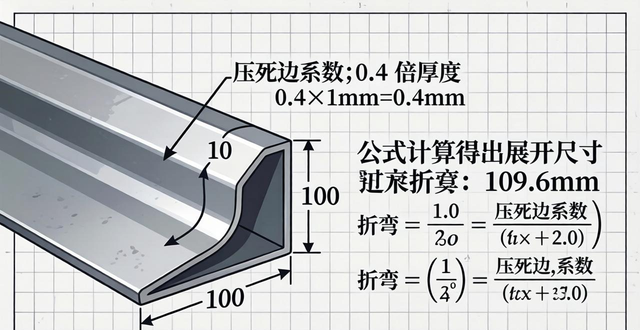 钣金折弯展开尺寸计算_非90度钣金展开_90度折弯系数经验公式