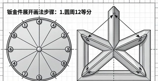 钣金展开图绘制方法_圆台画钣金展开_钣金件展开图解