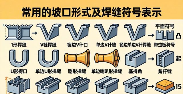 坡口形式种类_焊缝代号组成_立柱焊接坡口图片