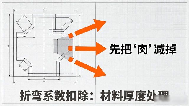 钣金断差折弯展开_折弯系数扣除方法_钣金展开图绘制步骤