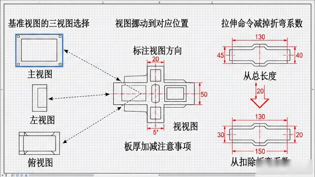 钣金展开图注意事项_钣金展开图绘制步骤_钣金箱子件展开图