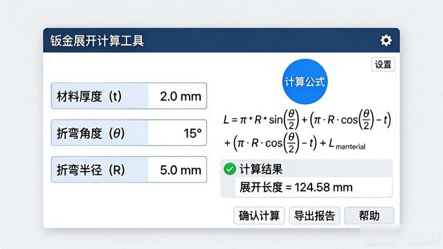 钣金非90°折弯展开长度计算公式_钣金非90°折弯展开料长度计算方法_钣金折弯展开计算app