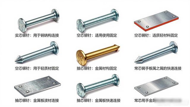 铆钉类型_铆钉扩孔压铆工具_实心铆钉
