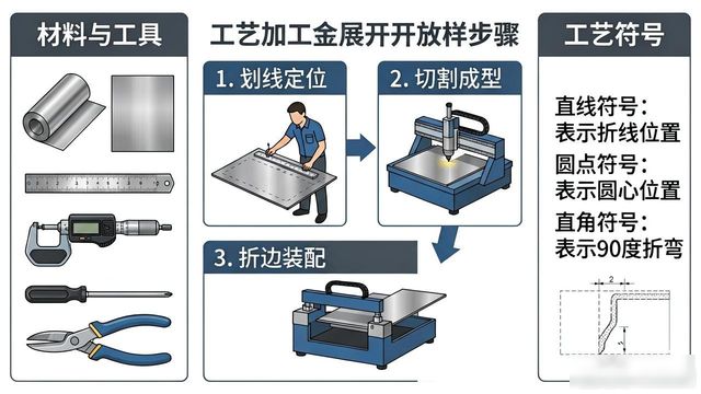 钣金展开放样步骤_识图分析_数控折弯钣金展开图
