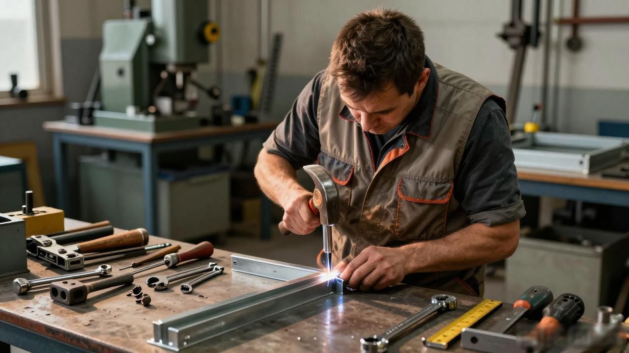 铆工顶角工具怎么用_手锤金属成型工艺_铆工锤类工具应用