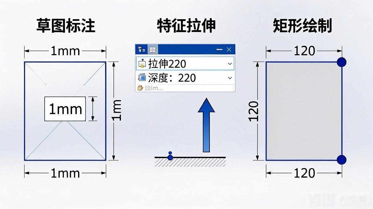 solidworks画钣金展开_钣金料斗绘制方法_绘制钣金料斗3D