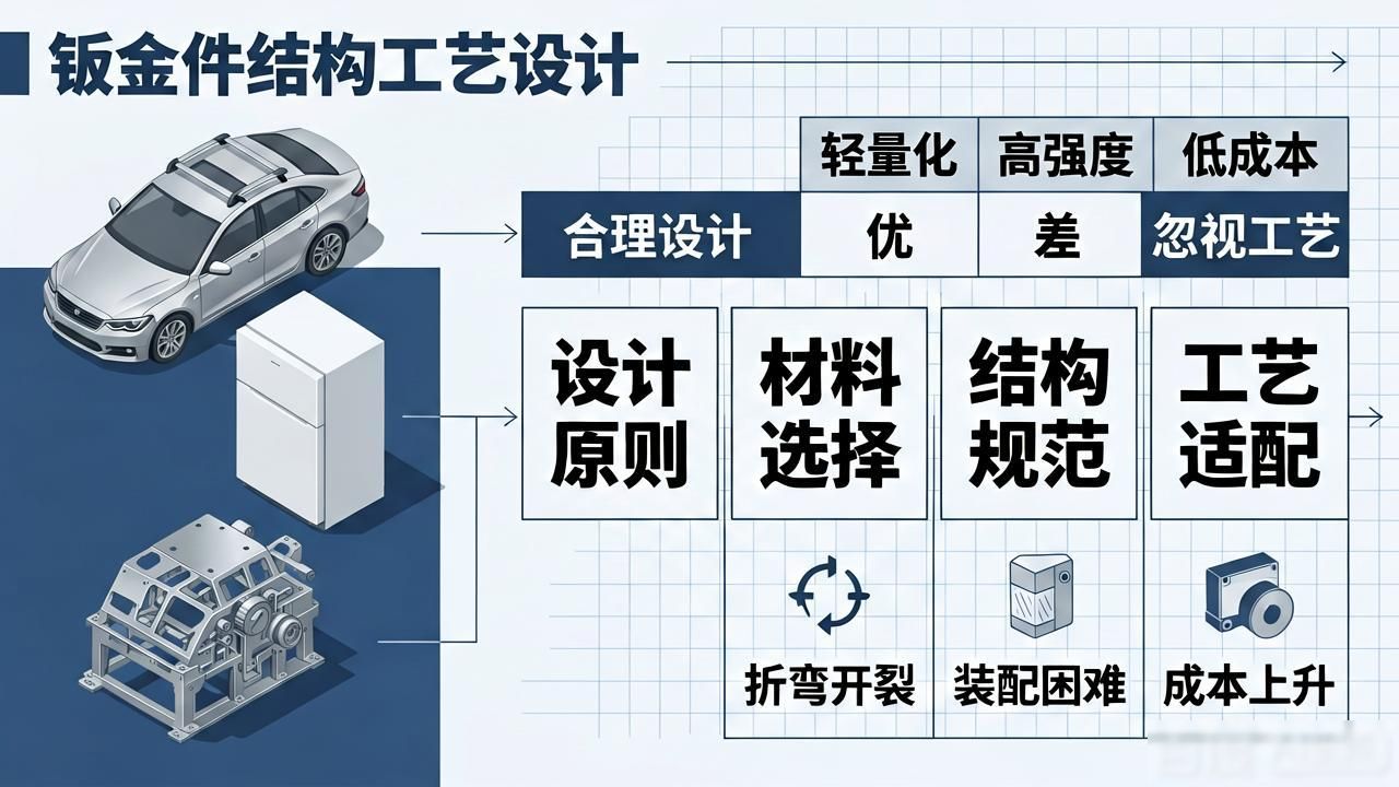 钣金展开教学视频播放_钣金结构设计原则_材料选择规范