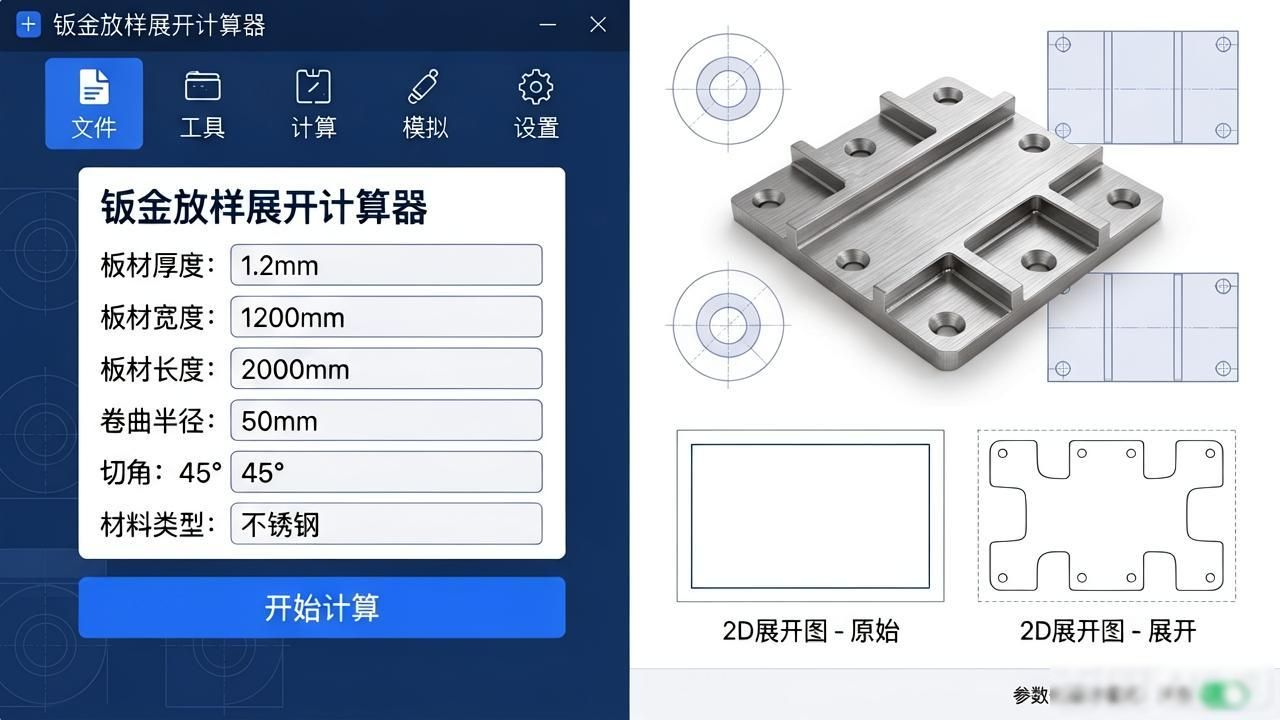 钣金放样展开计算器_钣金件展开计算工具_钣金拉伸展开软件