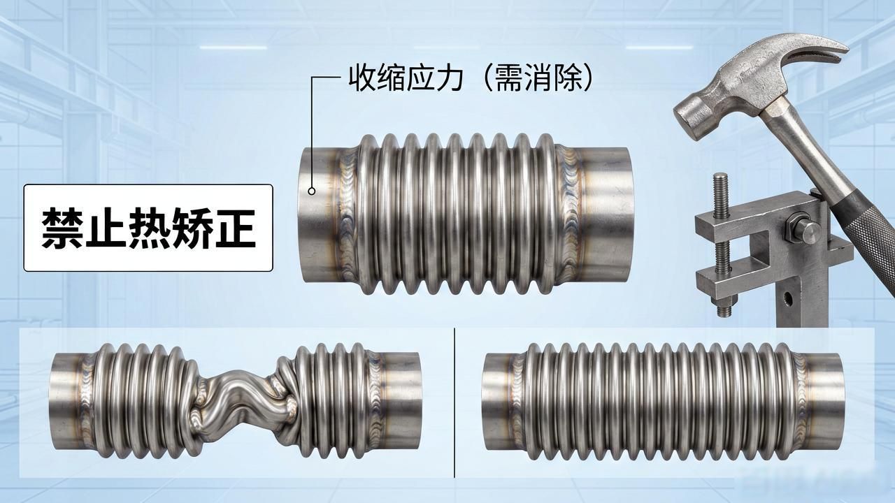 不锈钢波纹补偿器焊接变形控制_焊前刚性约束精准组对_不锈钢焊后变形火焰矫正神器