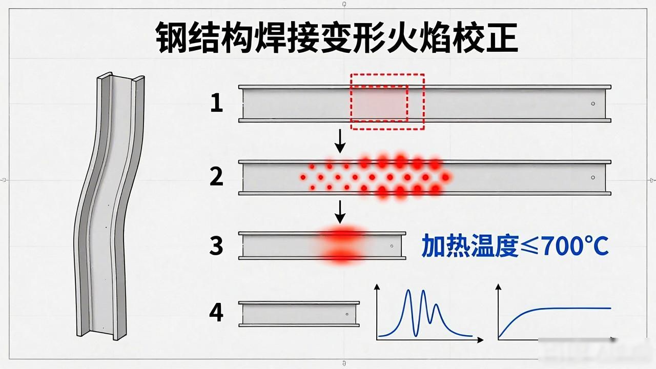 槽钢火焰矫正的方法_钢结构焊接变形矫正_H型钢柱梁撑火焰矫正方法