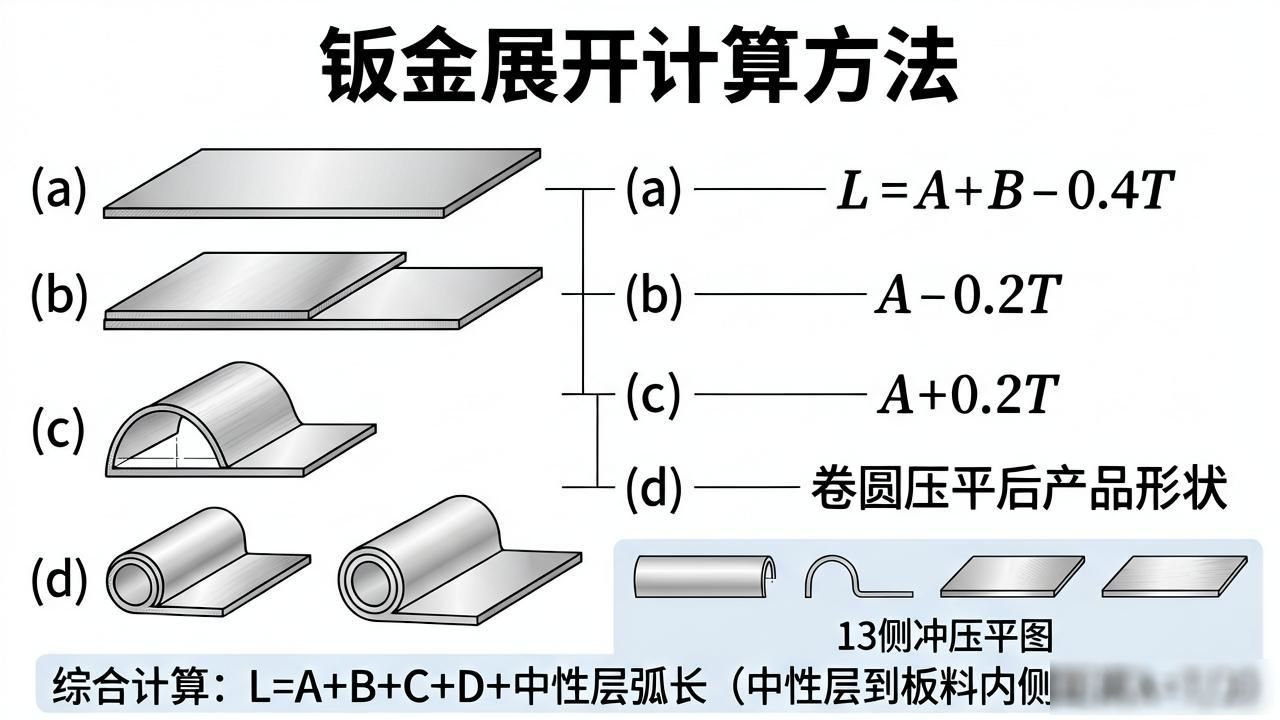 钣金展开公式_钣金圆柱展开图算法_钣金展开计算方法