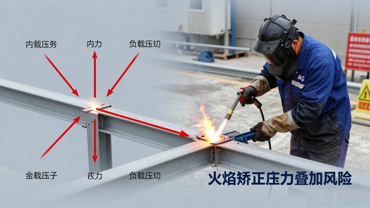 焊工火焰矫正方法图解_H型钢柱梁撑火焰矫正技巧_钢结构焊接变形火焰矫正方法