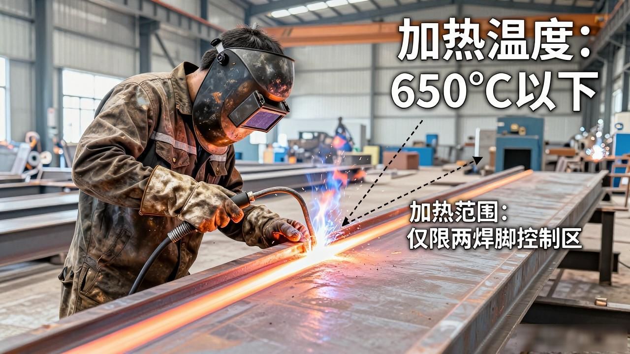 火焰矫正h型钢图解_钢结构焊接变形矫正_H型钢柱梁撑火焰矫正方法