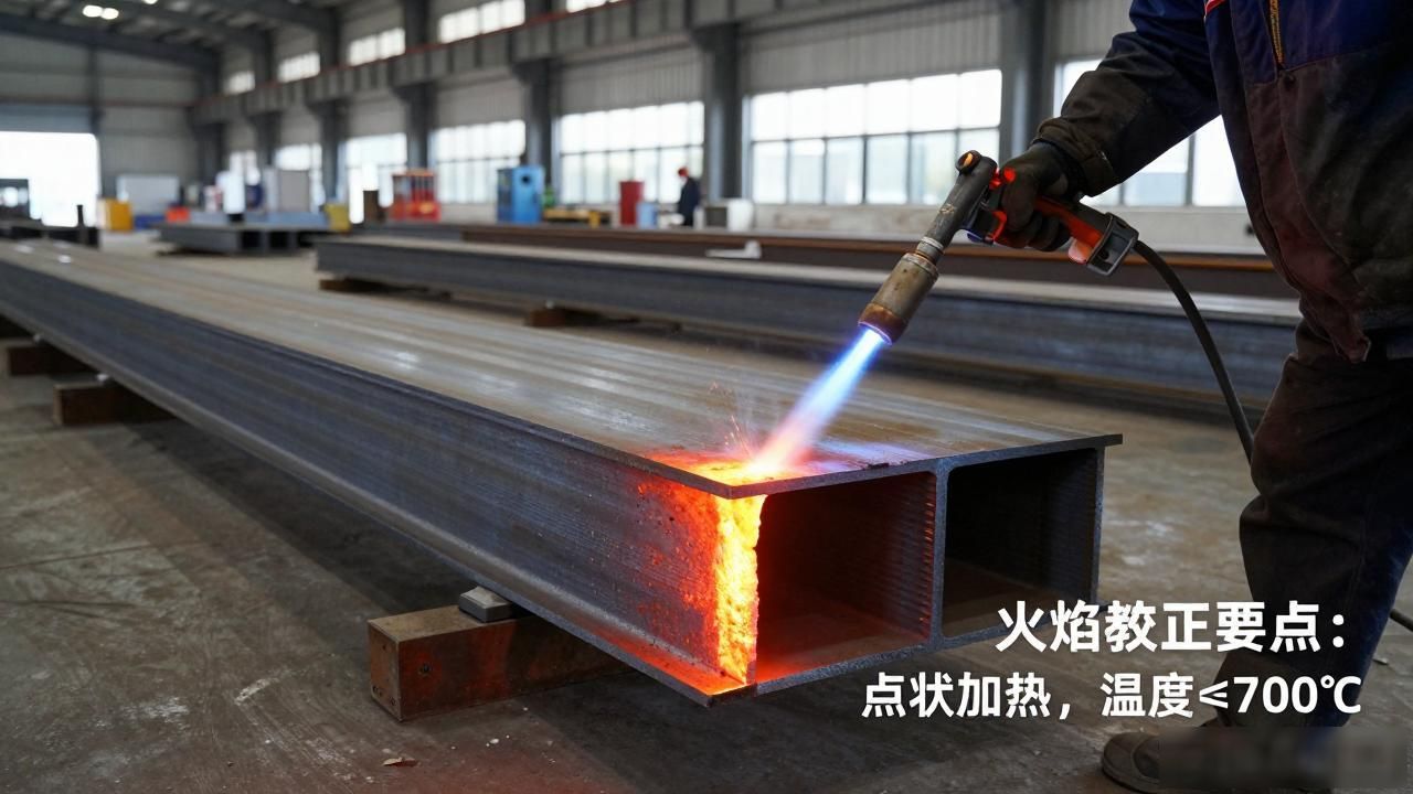 火焰矫正h型钢图解_H型钢柱梁撑火焰矫正方法_钢结构焊接变形矫正