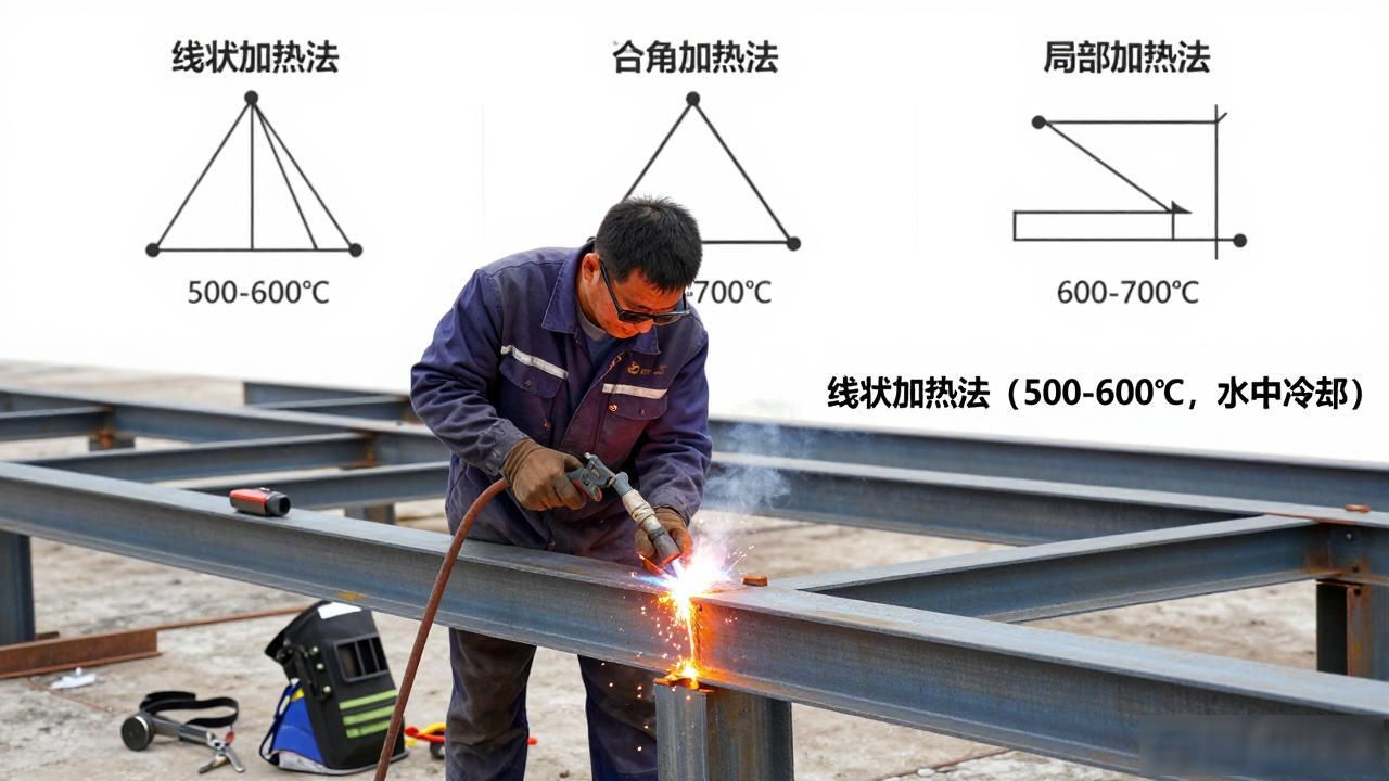 H型钢柱梁撑的火焰矫正施工方法-铆焊老刘铆工焊工笔记