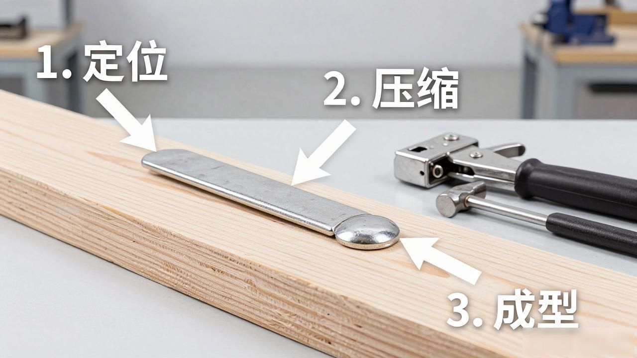 铆钉枪盲拉钉过程_铆钉枪铆接盲铆钉骤_铆钉冷铆工具