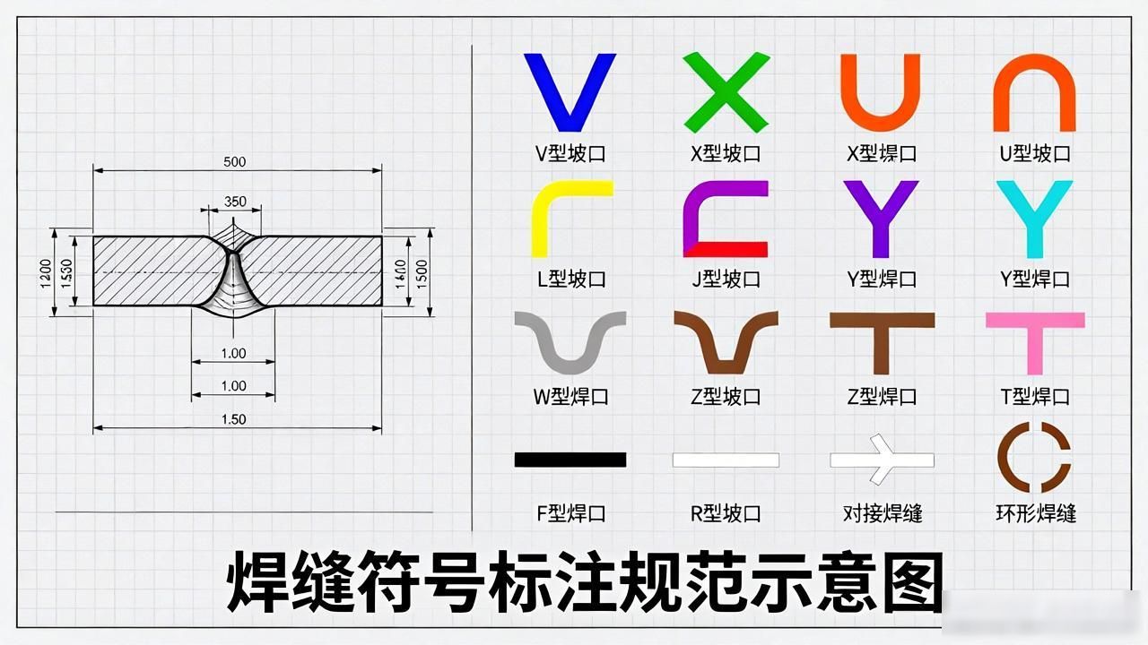 13种焊缝符号，5种基本组合，10种补充符号，焊缝符号详解-铆焊老刘铆工焊工笔记