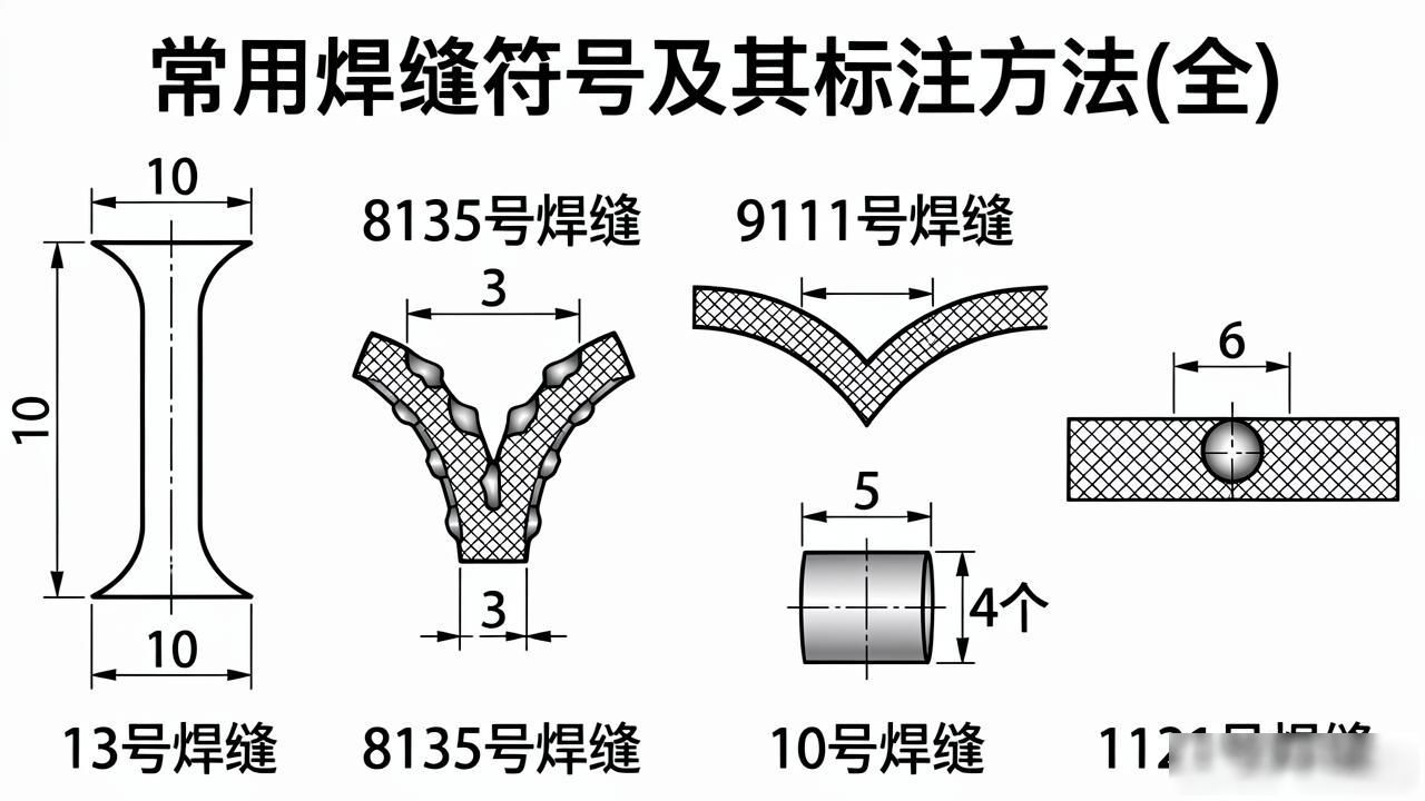 焊缝符号与焊接符号_焊缝符号标注方法_常用焊缝符号及其标注方法