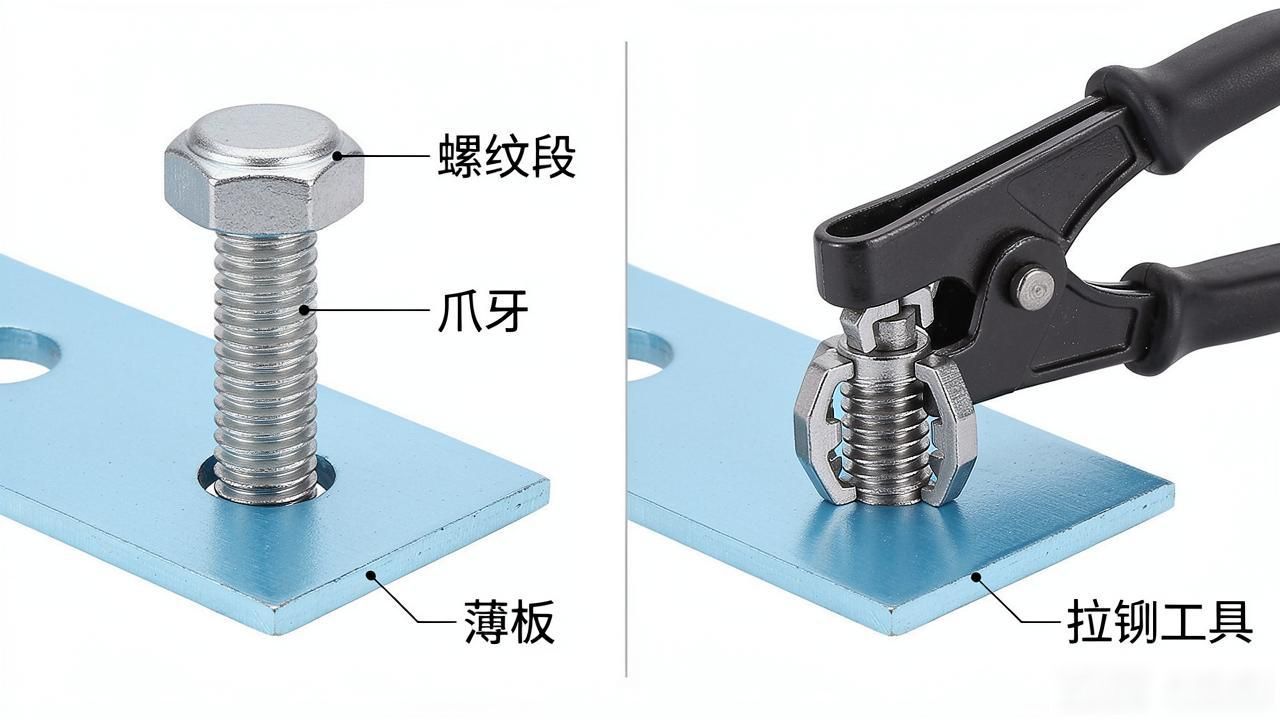 拉铆螺母正确安装方法_拉铆工具组装_拉铆螺母安装原理及步骤详解
