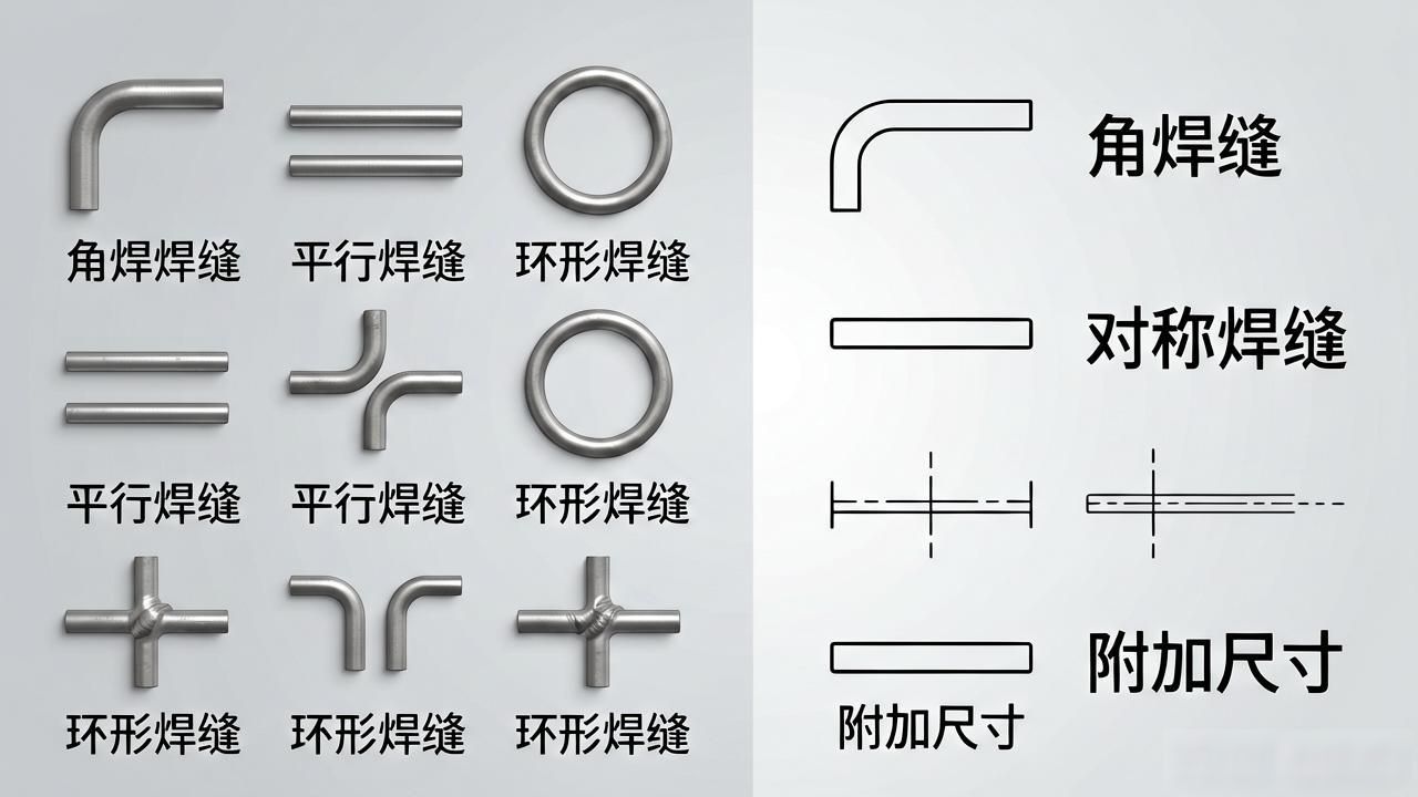 焊接符号标注实例及方法_金属焊接电路图符号_焊接图纸符号解析大全