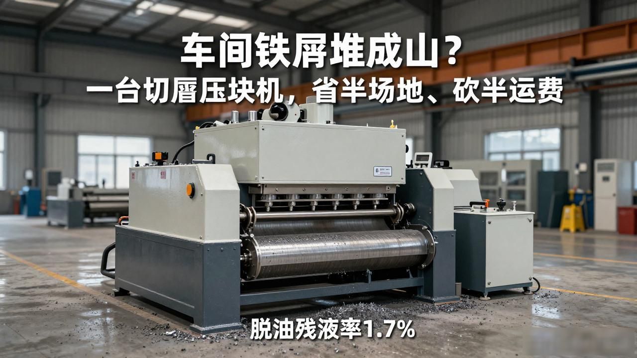 机加工铁屑处理方案_机加工铁屑处理回收_切屑压块机降本增效
