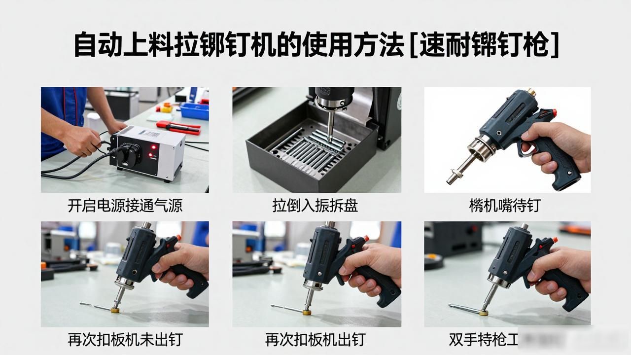 自动上料拉铆钉机的使用方法[速耐铆钉枪]-铆焊老刘铆工焊工笔记