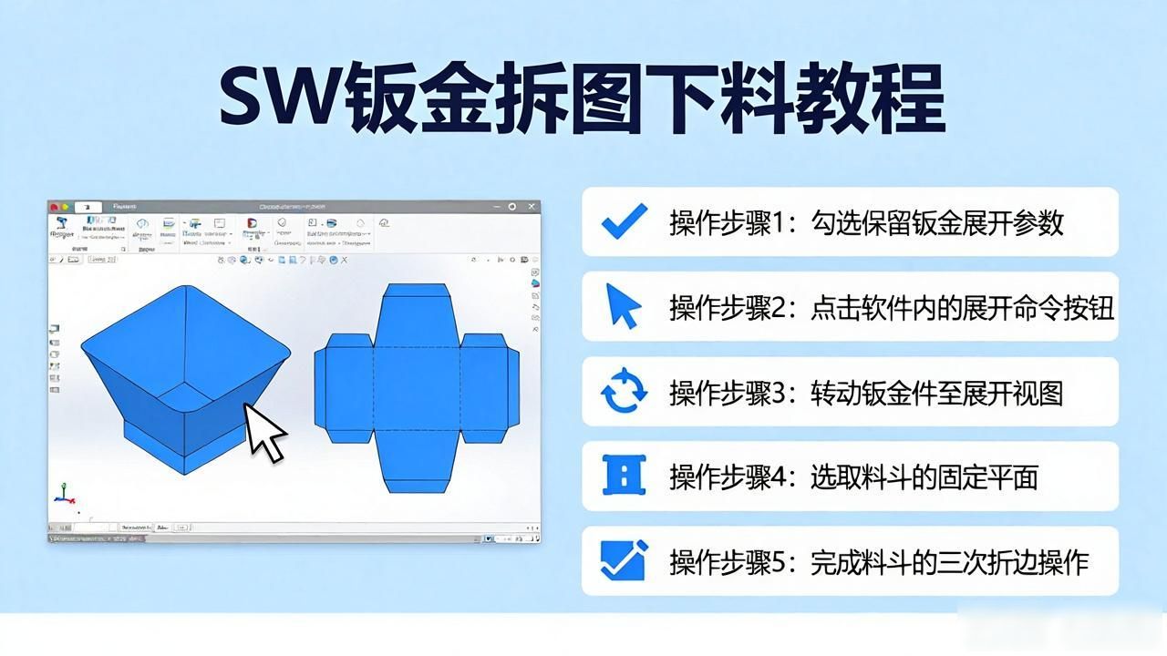 sw钣金展开转cad_sw钣金拆图_料斗展开下料