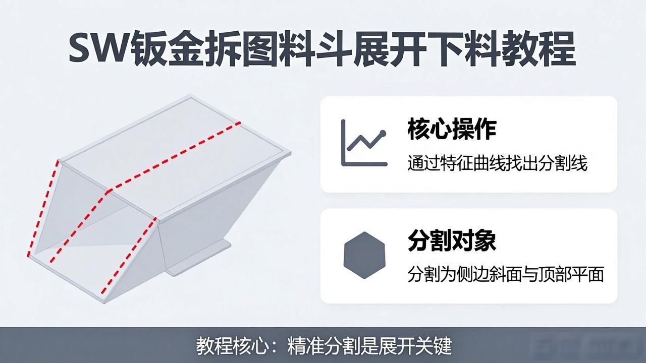 SW钣金拆图料斗展开下料教程-铆焊老刘铆工焊工笔记
