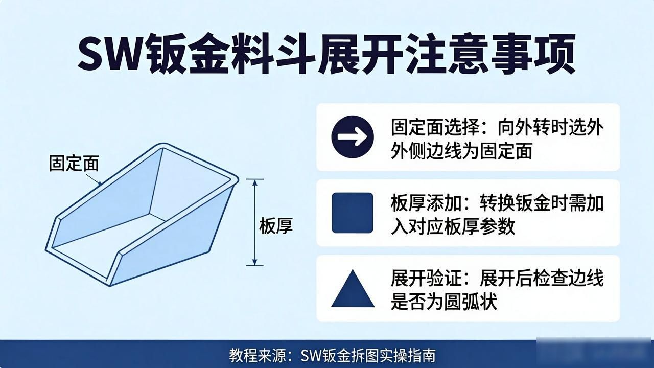 料斗展开下料_钣金锥形料斗展开画法_sw钣金拆图