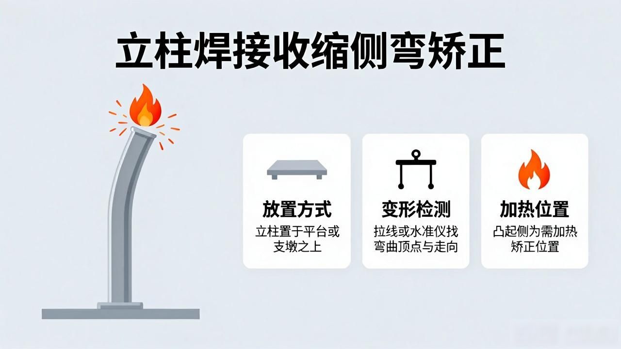 立柱“由弯变直”：10米部件焊接弯曲的火焰矫正全过程-铆焊老刘铆工焊工笔记