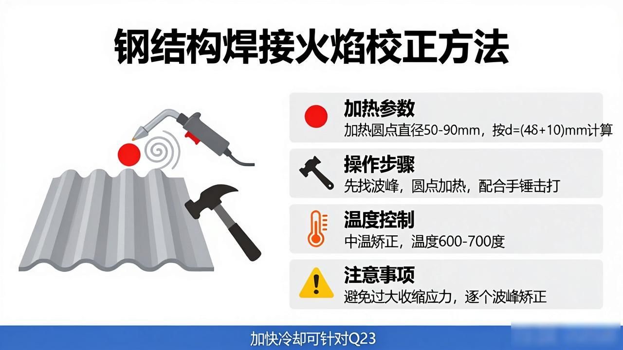 H型钢柱梁撑焊接变形_工字梁扭曲火焰矫正图片_钢结构焊接变形矫正