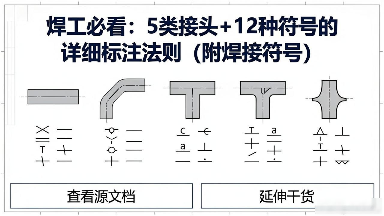 焊工必看：5类接头+12种符号的详细标注法则（附焊接符号）-铆焊老刘铆工焊工笔记