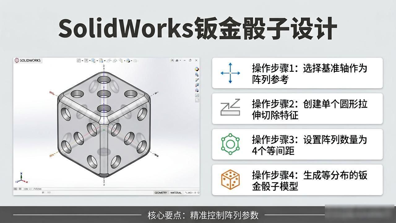 SolidWorks钣金圆周阵列操作_solidworks钣金展开回_SolidWorks钣金拉伸切除特征