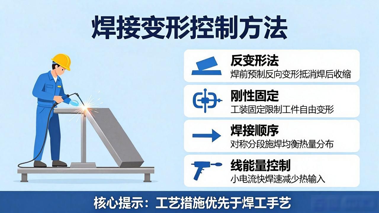 焊前预置反变形技术_控制焊接变形方法_焊接件的火焰矫正
