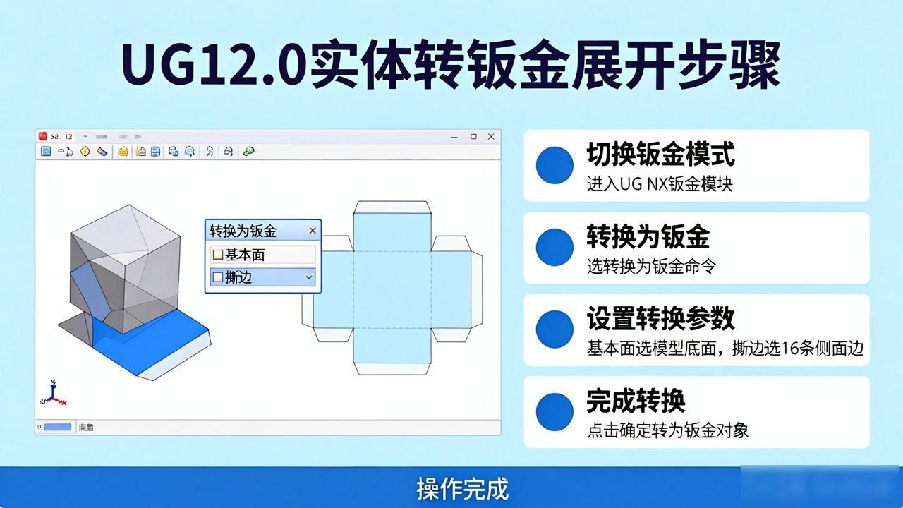 ug钣金展开折弯_ug12.0建模实体转为钣金教程_ug12.0钣金展开功能使用方法