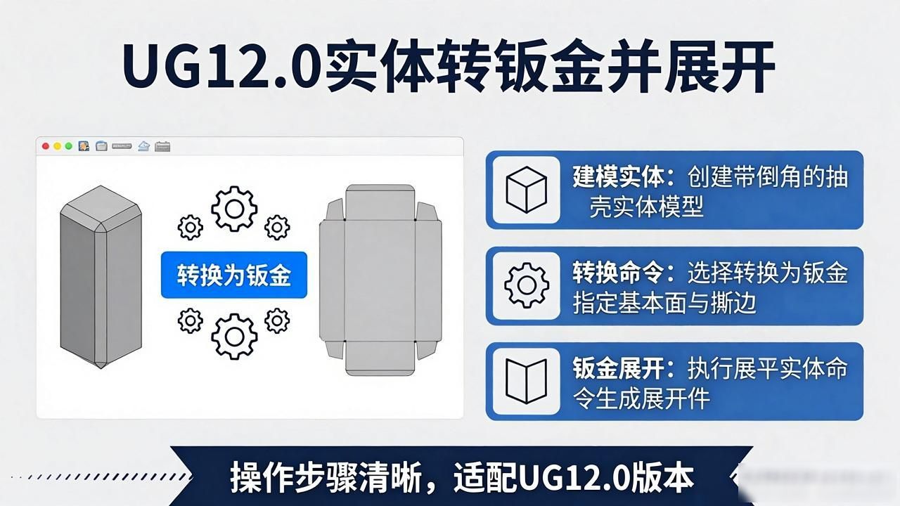 ug12.0建模实体转为钣金教程_ug钣金展开折弯_ug12.0钣金展开功能使用方法