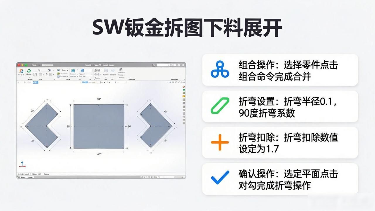 sw钣金拆图下料展开_钣金展开专家 教程_钣金拆图案例教程