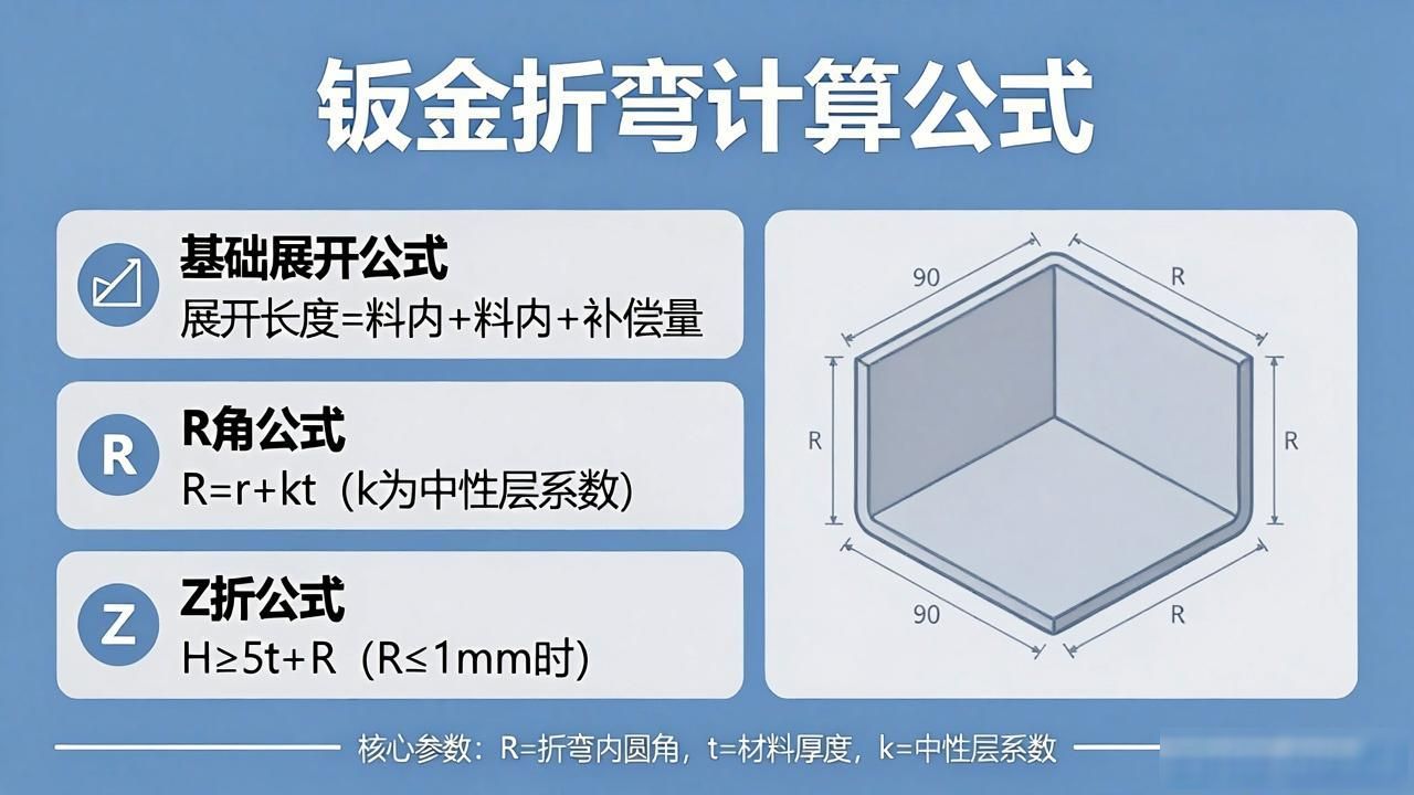 钣金展开图折弯计算公式_冲压展开原理 中性层位置计算方法 冲压件展开长度计算公式