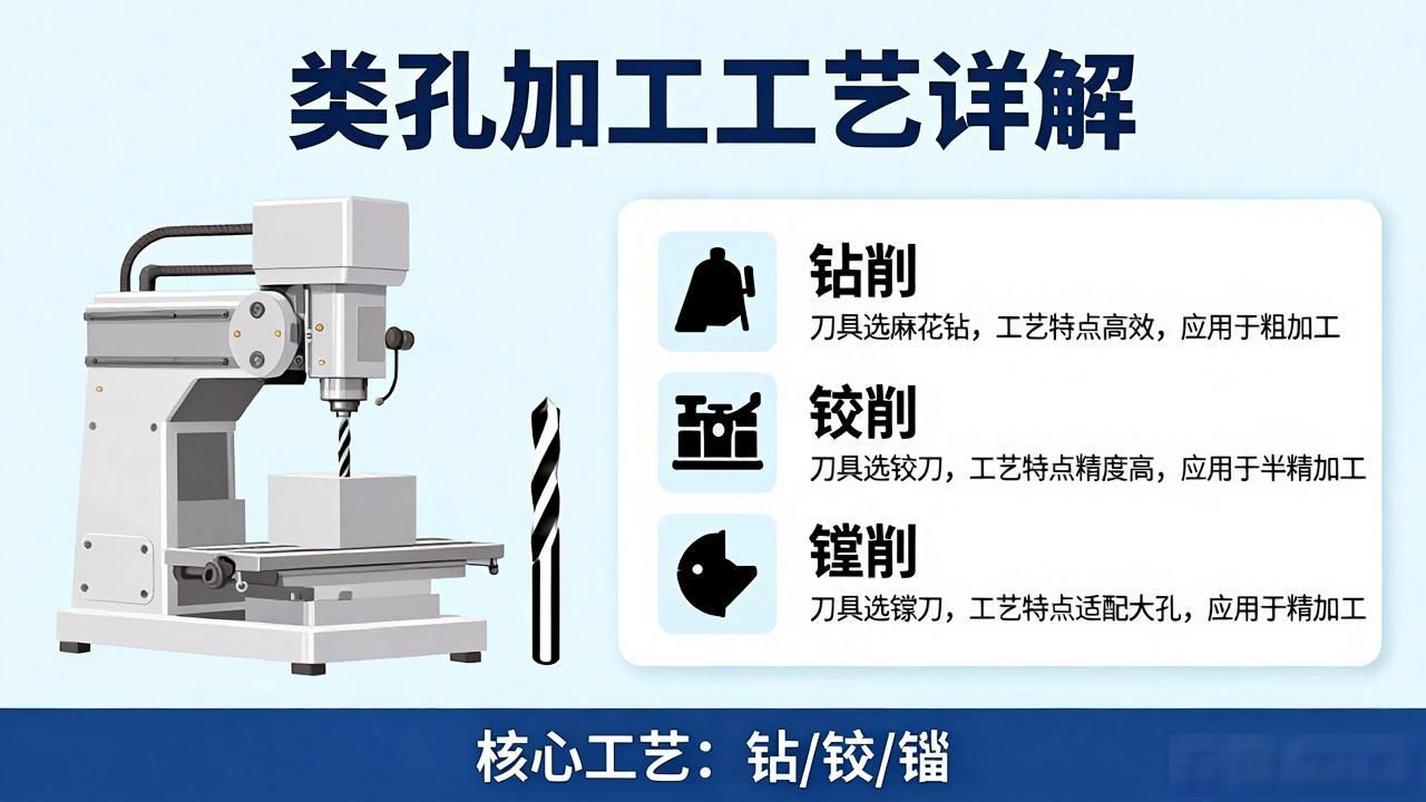 镗削加工与钻孔区别_孔加工工艺钻削铰削镗削