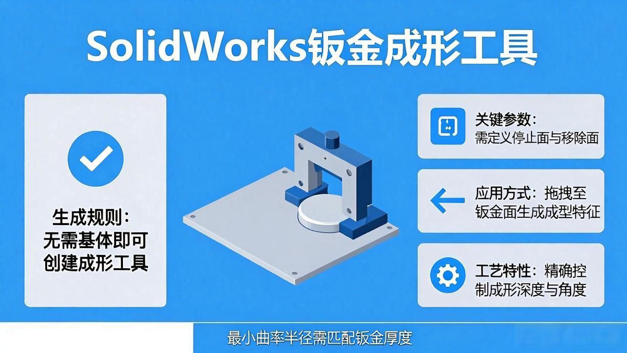 钣金件冲压加工_solidworks钣金带成型展开_SolidWorks钣金成形工具制作