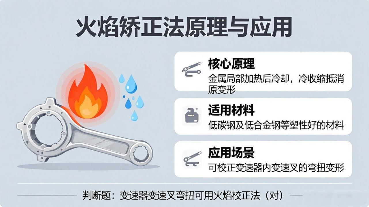 火焰校正法的原理是金属材料在加热后迅速冷却的情况下，冷收缩量大于热膨胀量。此题为判断题(对，错)-铆焊老刘铆工焊工笔记