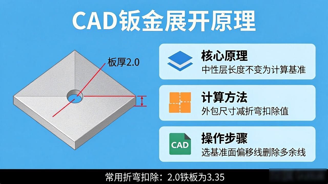 外包尺寸法计算钣金展开尺寸_钣金件CAD展开教程_钣金展开计算平板