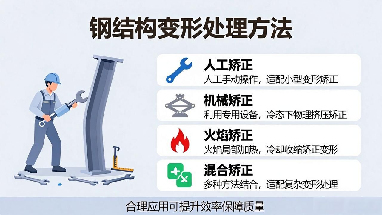 钢结构构件变形矫正_钢结构预制加工变形控制_钢梁铆焊后起拱度控制与矫正