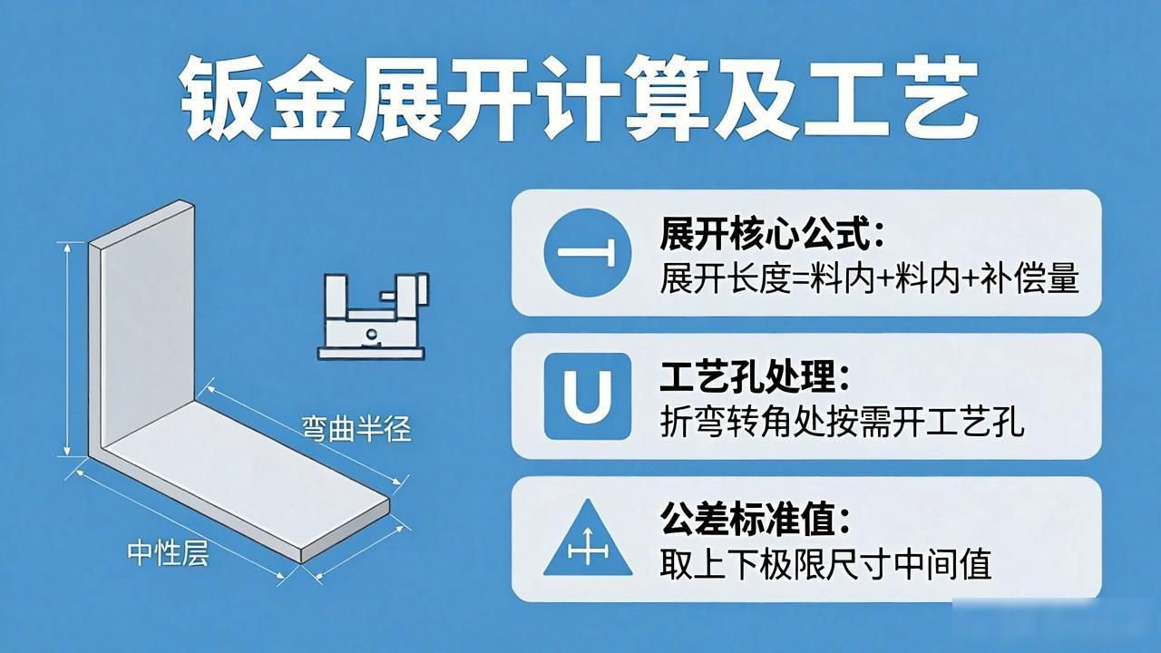 钣金展开计算原理_钣金展开公式计算方法_钣金展开手工算法图片