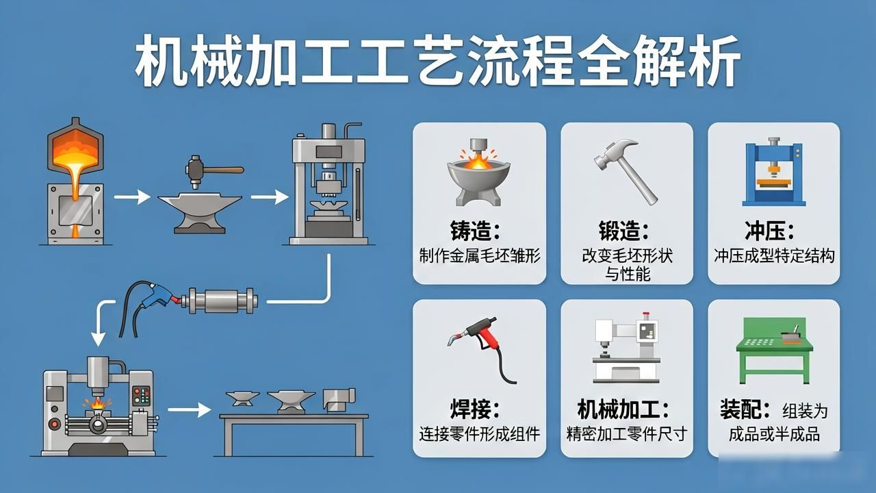 机械加工工艺流程全解析-铆焊老刘铆工焊工笔记